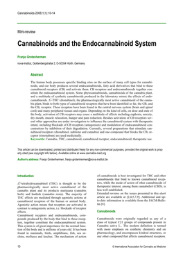 Cannabinoids and the Endocannabinoid System
