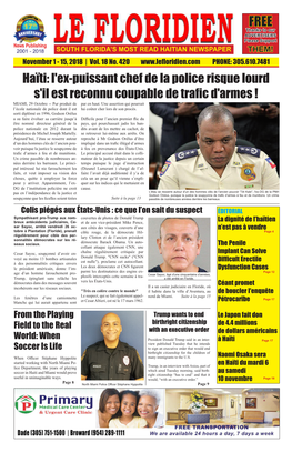 Haïti: L'ex-Puissant Chef De La Police Risque Lourd S'il Est Reconnu Coupable De Trafic D'armes ! MIAMI, 29 Octobre -- Pur Produit De Par En Haut