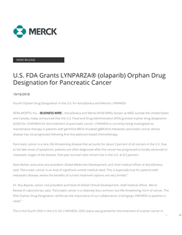 Orphan Drug Designation for Pancreatic Cancer