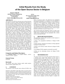 Initial Results from the Study of the Open Source Sector in Belgium