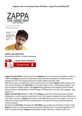[PDF] Free Zappa the Hard