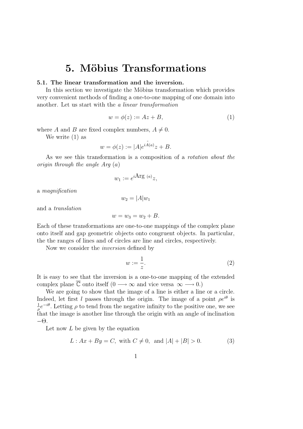 5. Möbius Transformations