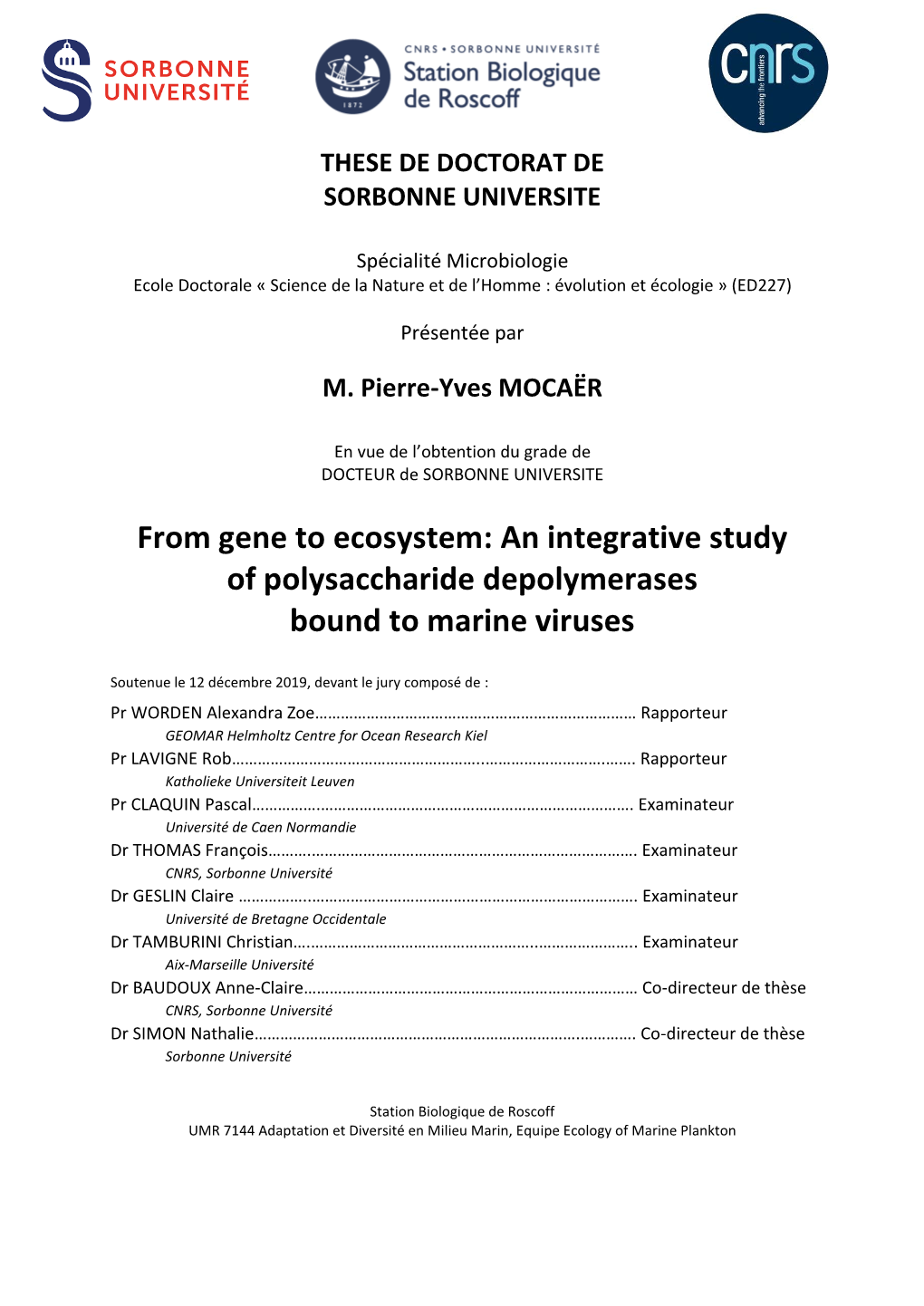 From Gene to Ecosystem: an Integrative Study of Polysaccharide Depolymerases Bound to Marine Viruses