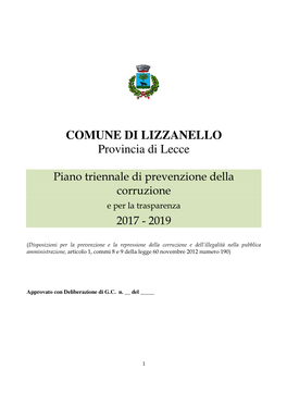 COMUNE DI LIZZANELLO Provincia Di Lecce