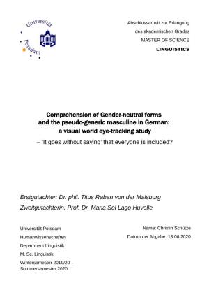 Comprehension of Gender-Neutral Forms and the Pseudo