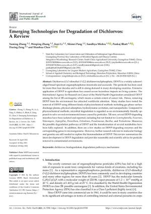 Emerging Technologies for Degradation of Dichlorvos: a Review