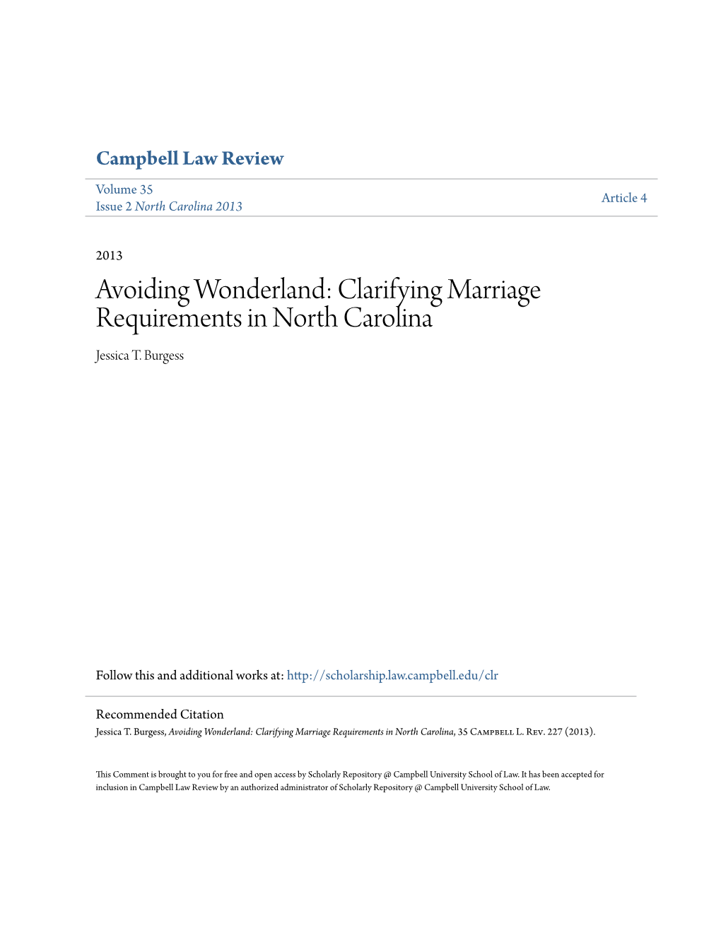 Clarifying Marriage Requirements in North Carolina Jessica T