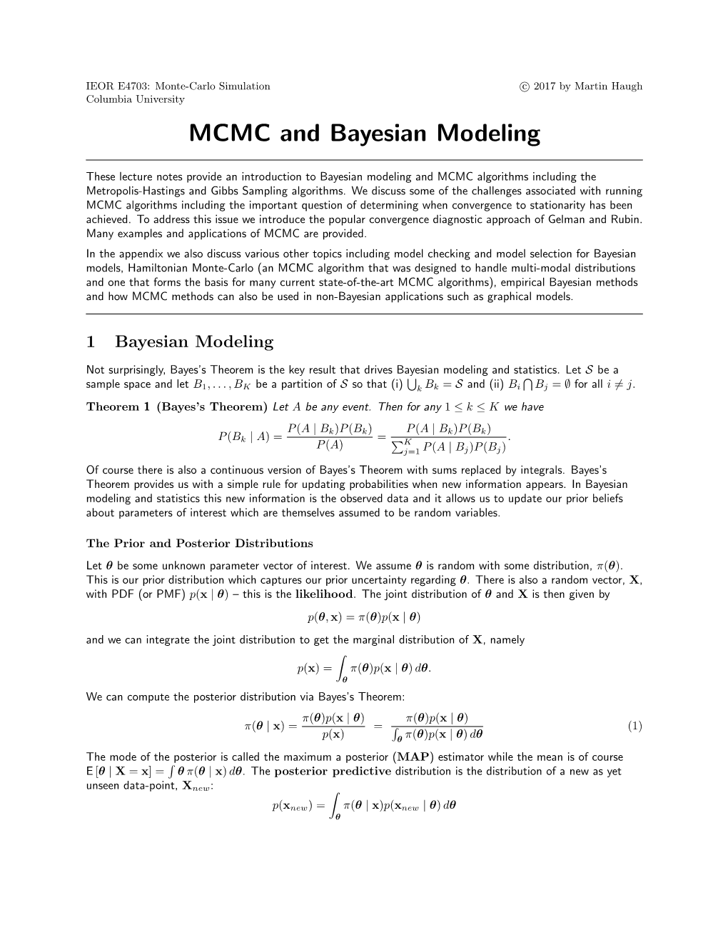 MCMC and Bayesian Modeling