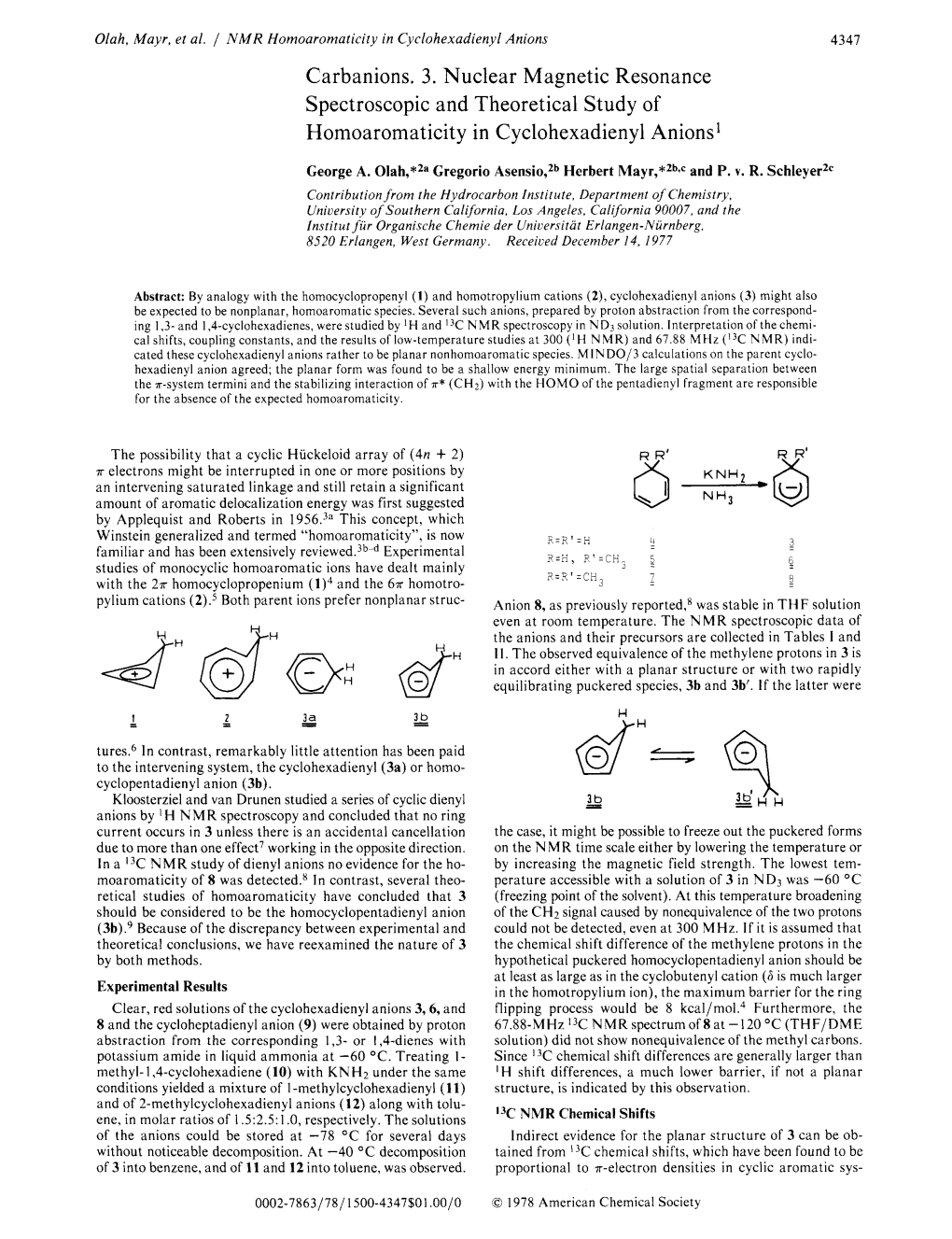 Carbanions. 3. Nuclear Magnetic Resonance Spectroscopic and Theoretical Study of Homoaromaticity in Cyclohexadienyl Anions