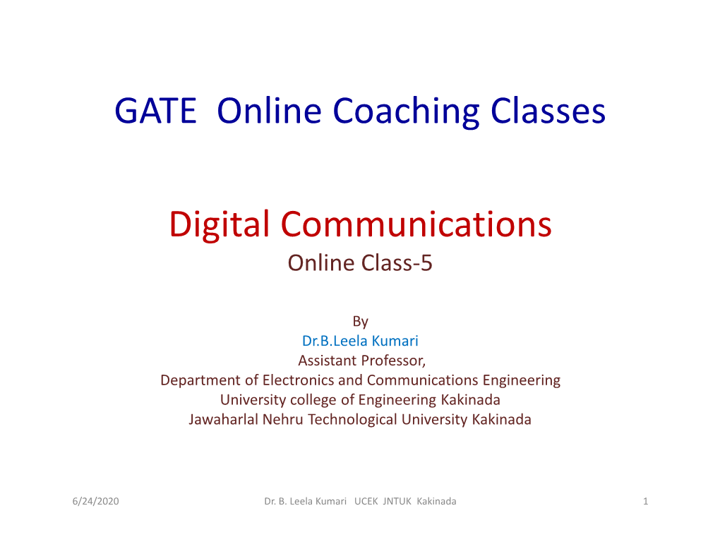 Digital Communications GATE Online Coaching Classes