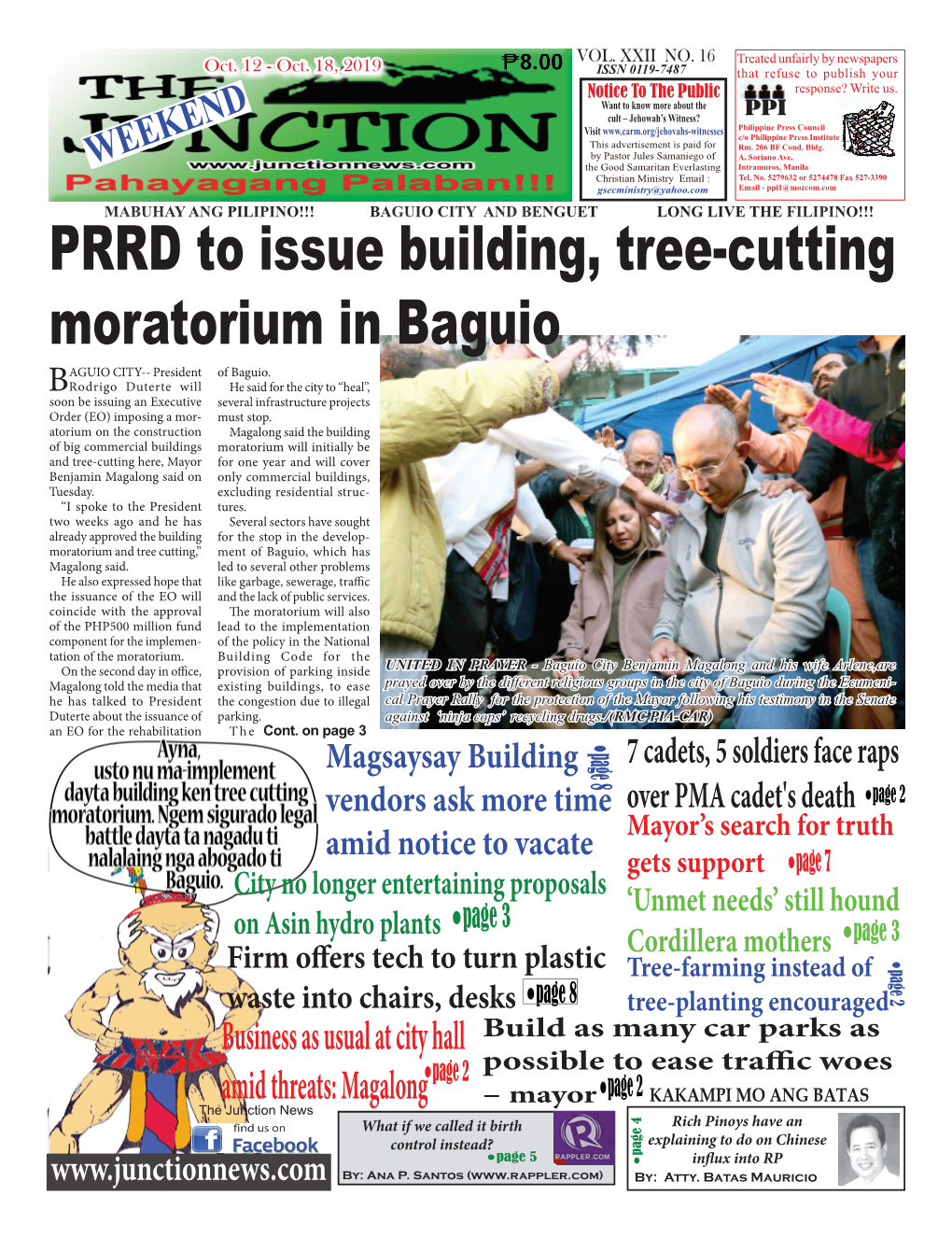 PRRD to Issue Building, Tree-Cutting Moratorium in Baguio AGUIO CITY-- President of Baguio