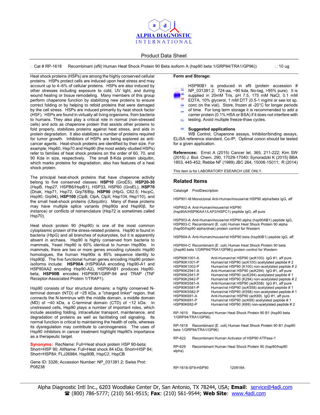 Product Specification Sheet