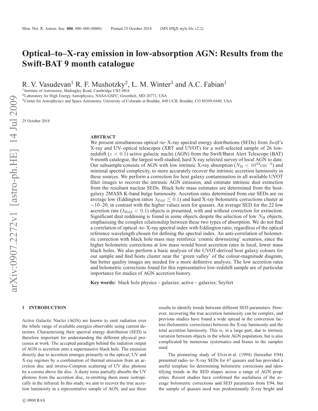 Optical–To–X-Ray Emission in Low-Absorption AGN 3