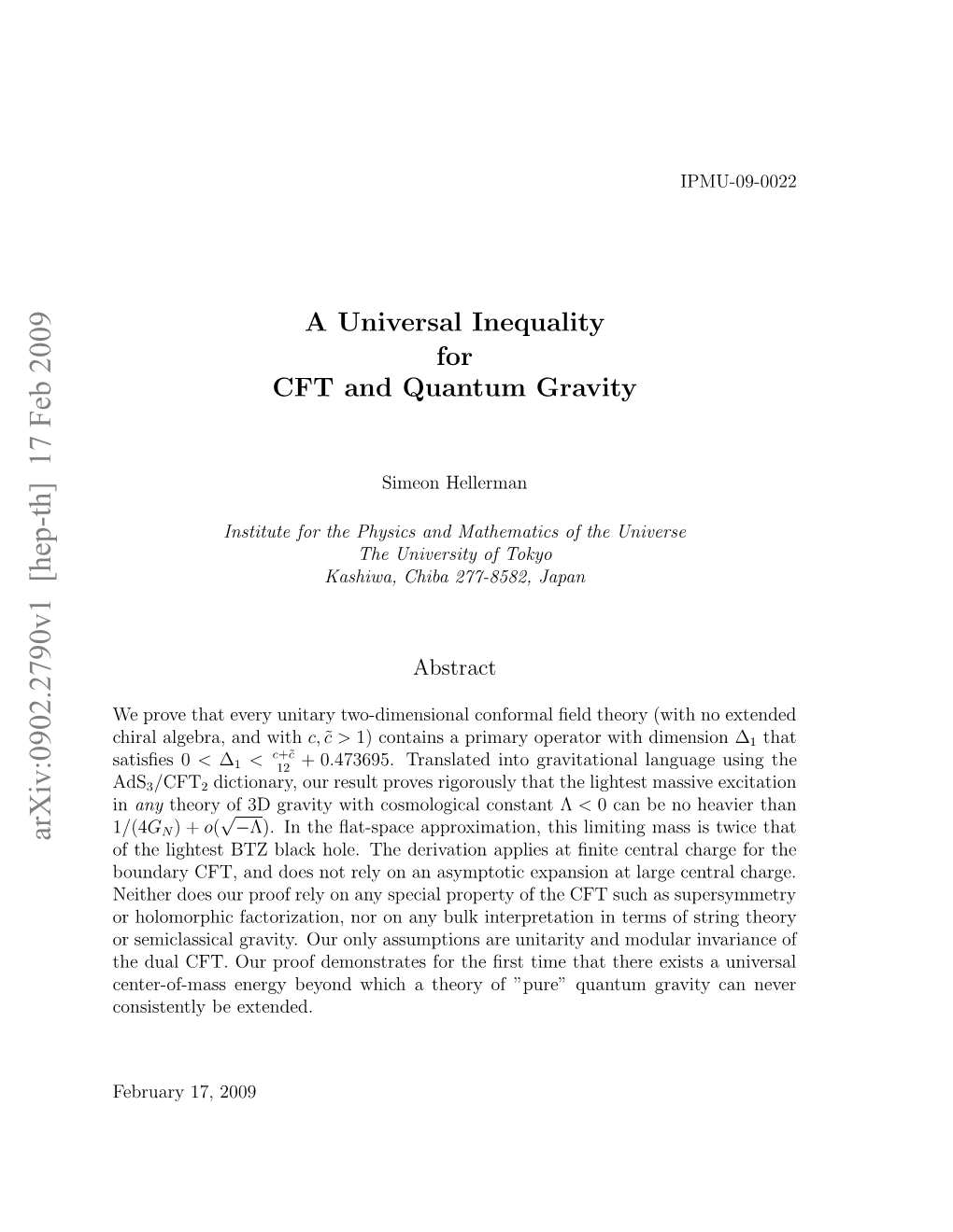 A Universal Inequality for CFT and Quantum Gravity