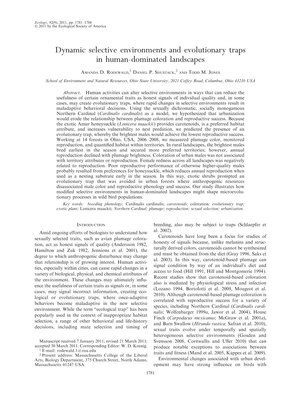 Dynamic Selective Environments and Evolutionary Traps in Human-Dominated Landscapes