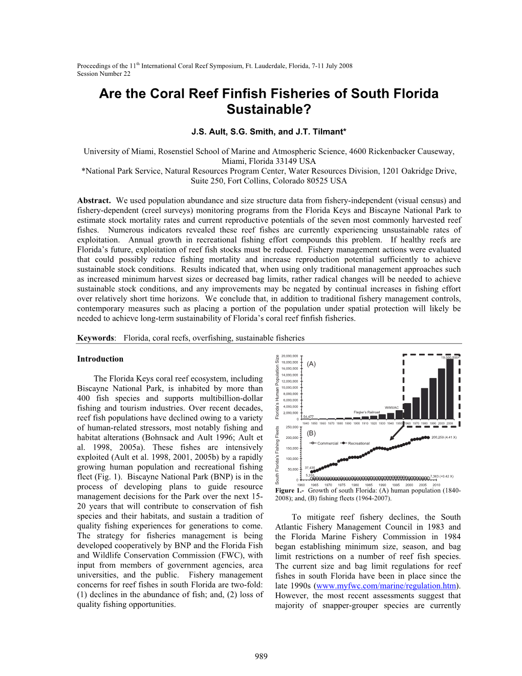 Are the Coral Reef Finfish Fisheries of South Florida Sustainable?