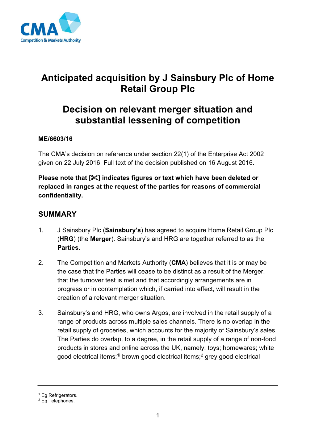 Sainsbury's/HRG Full Text Decision