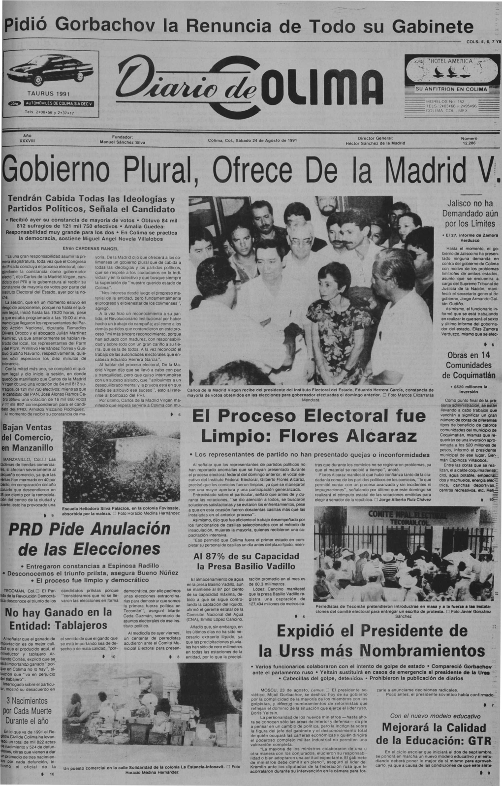 Gobierno Plural, Ofrece De La Madrid V