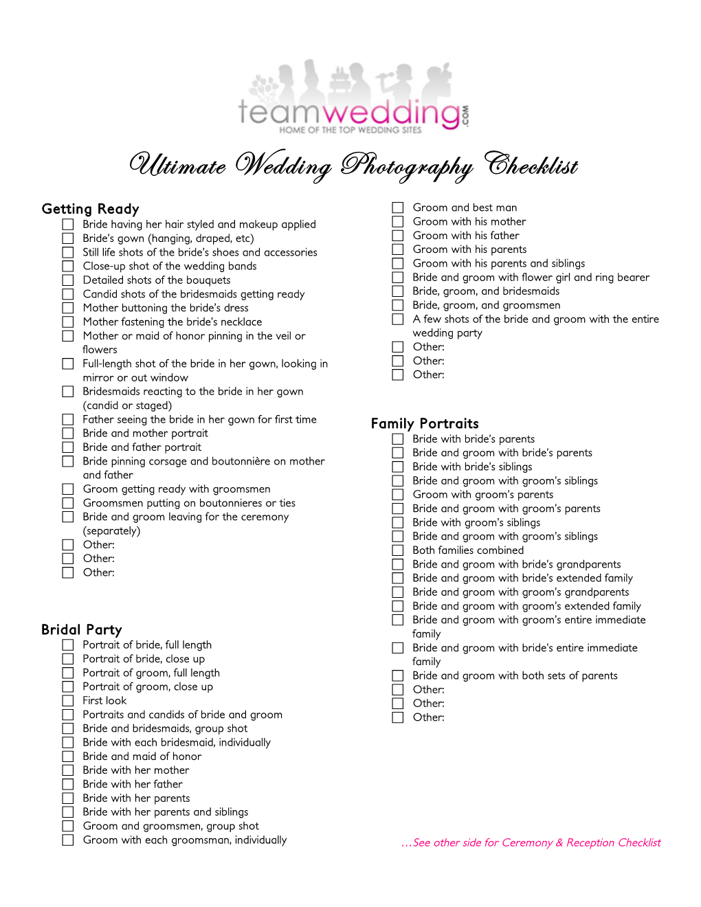 Ultimate Wedding Photography Checklist