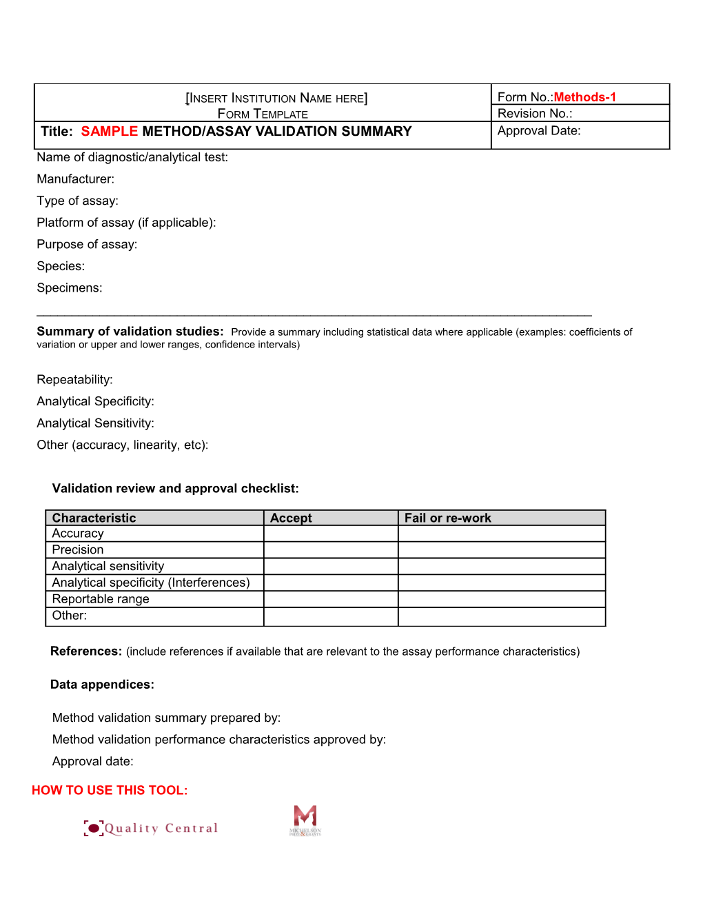 Name of Diagnostic/Analytical Test