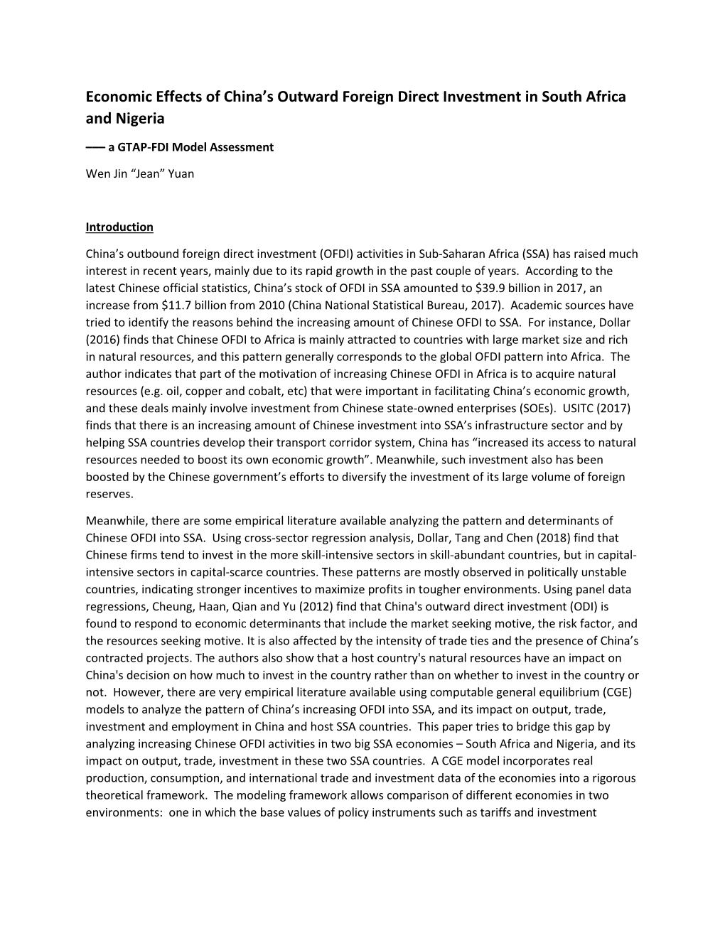 Economic Effects of China's Outward Foreign Direct Investment in South