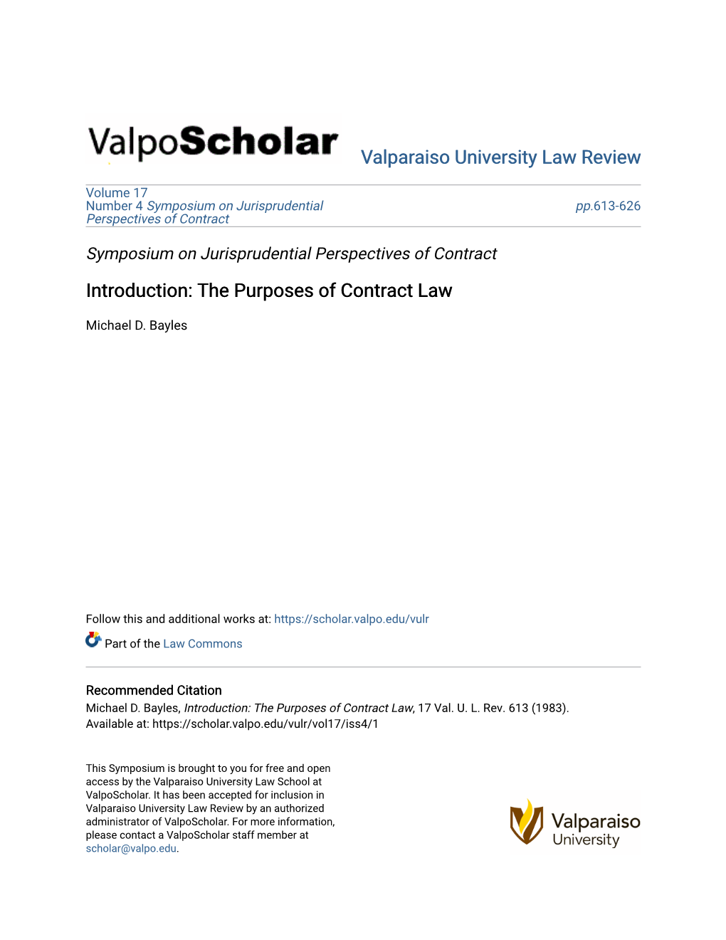 The Purposes of Contract Law