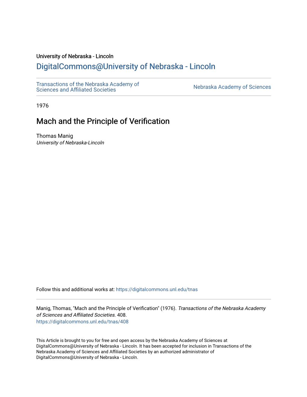 Mach and the Principle of Verification