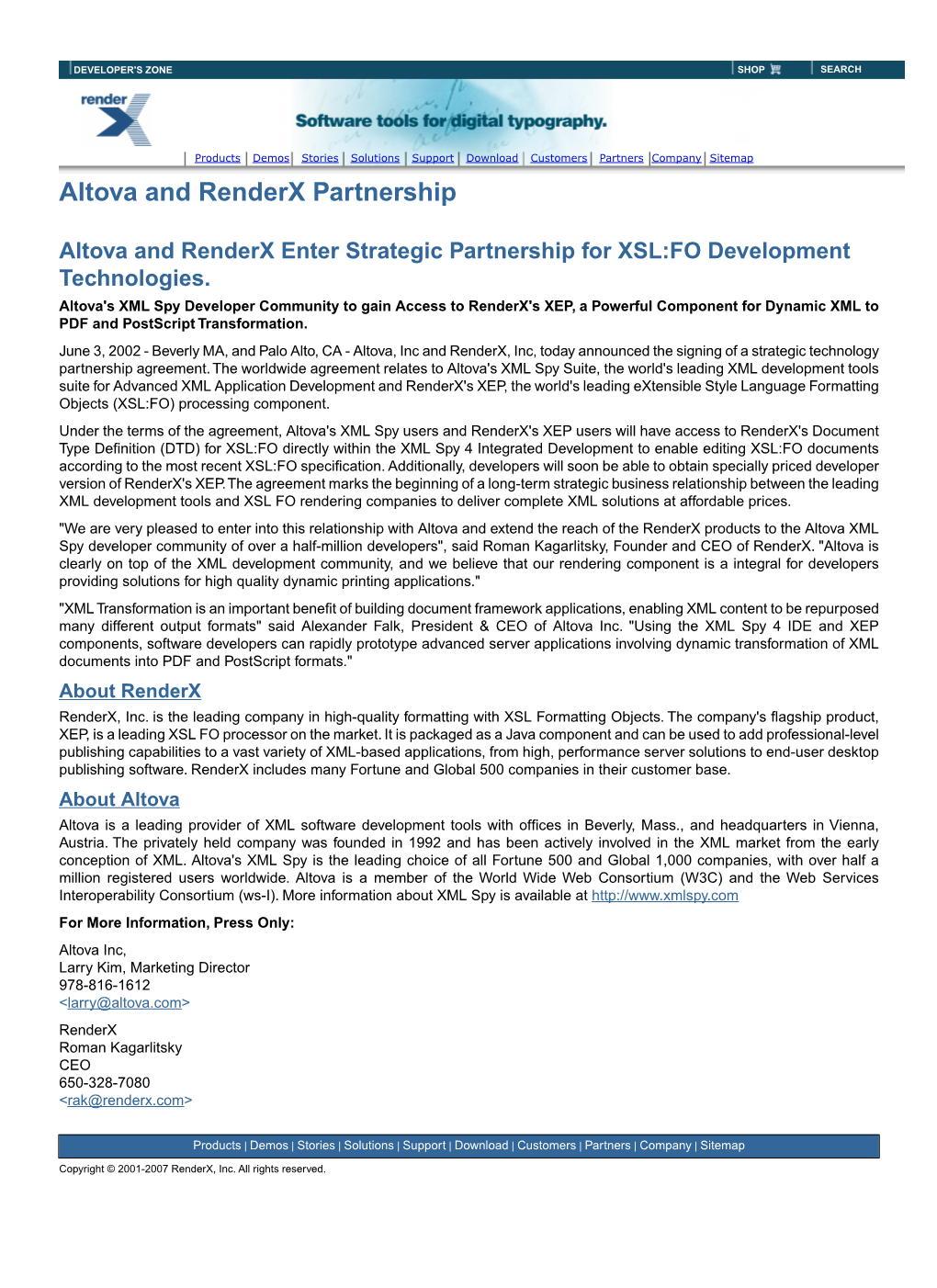 Altova and Renderx Partnership