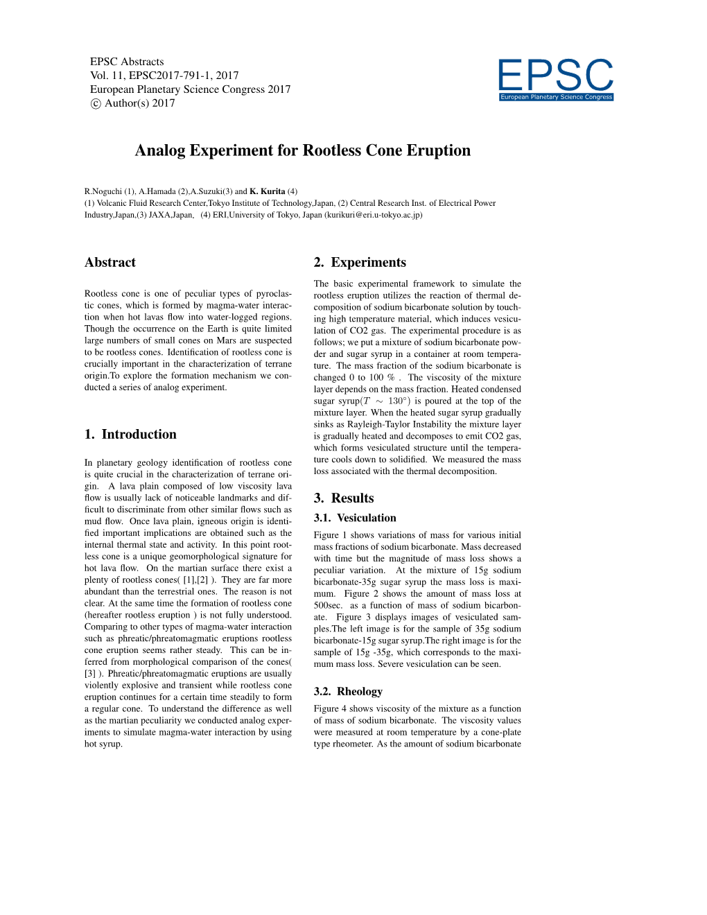 Analog Experiment for Rootless Cone Eruption