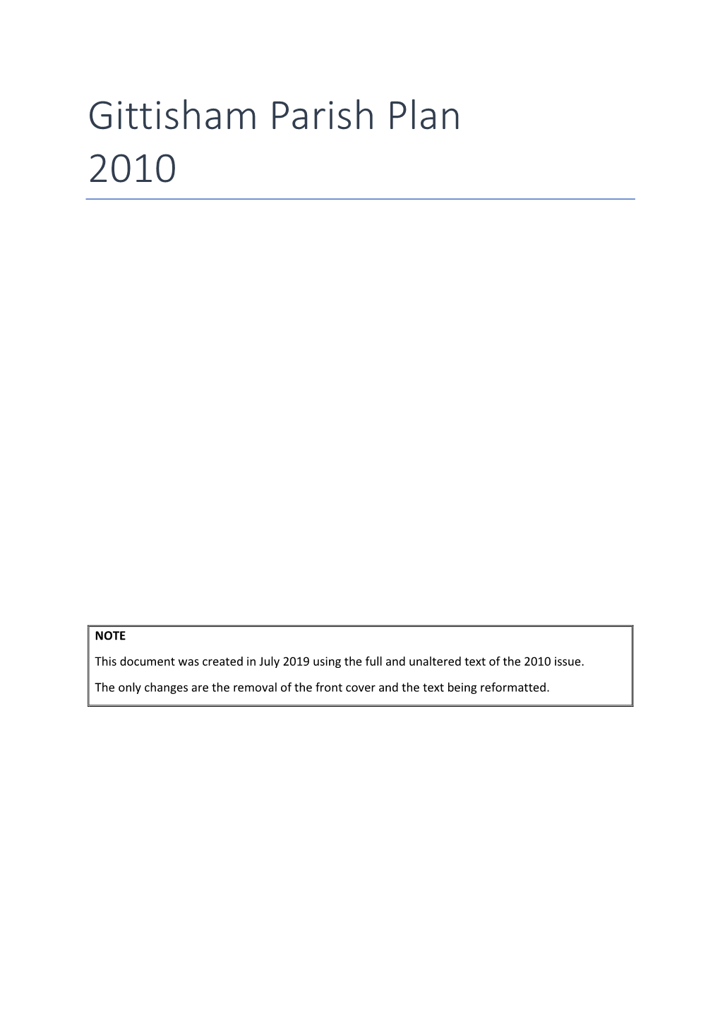 Gittisham Parish Plan 2010