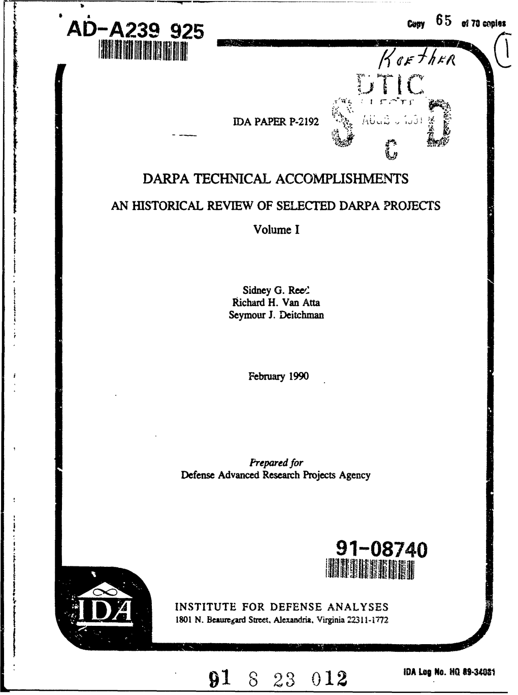 DARPA Technical Accomplishments. an Historical Review of Selected