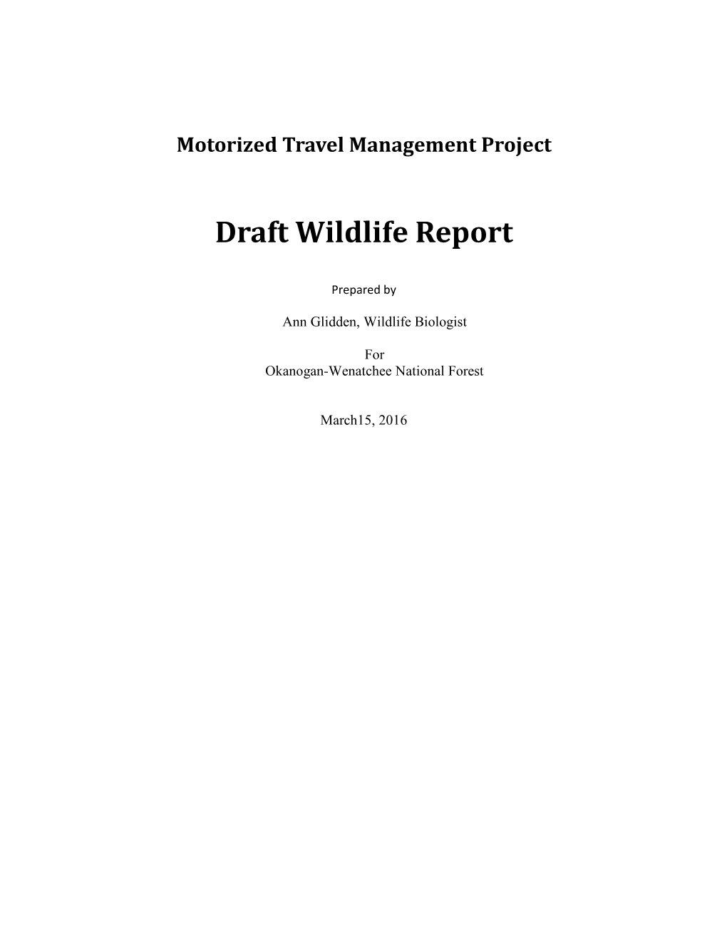 Draft Wildlife Report