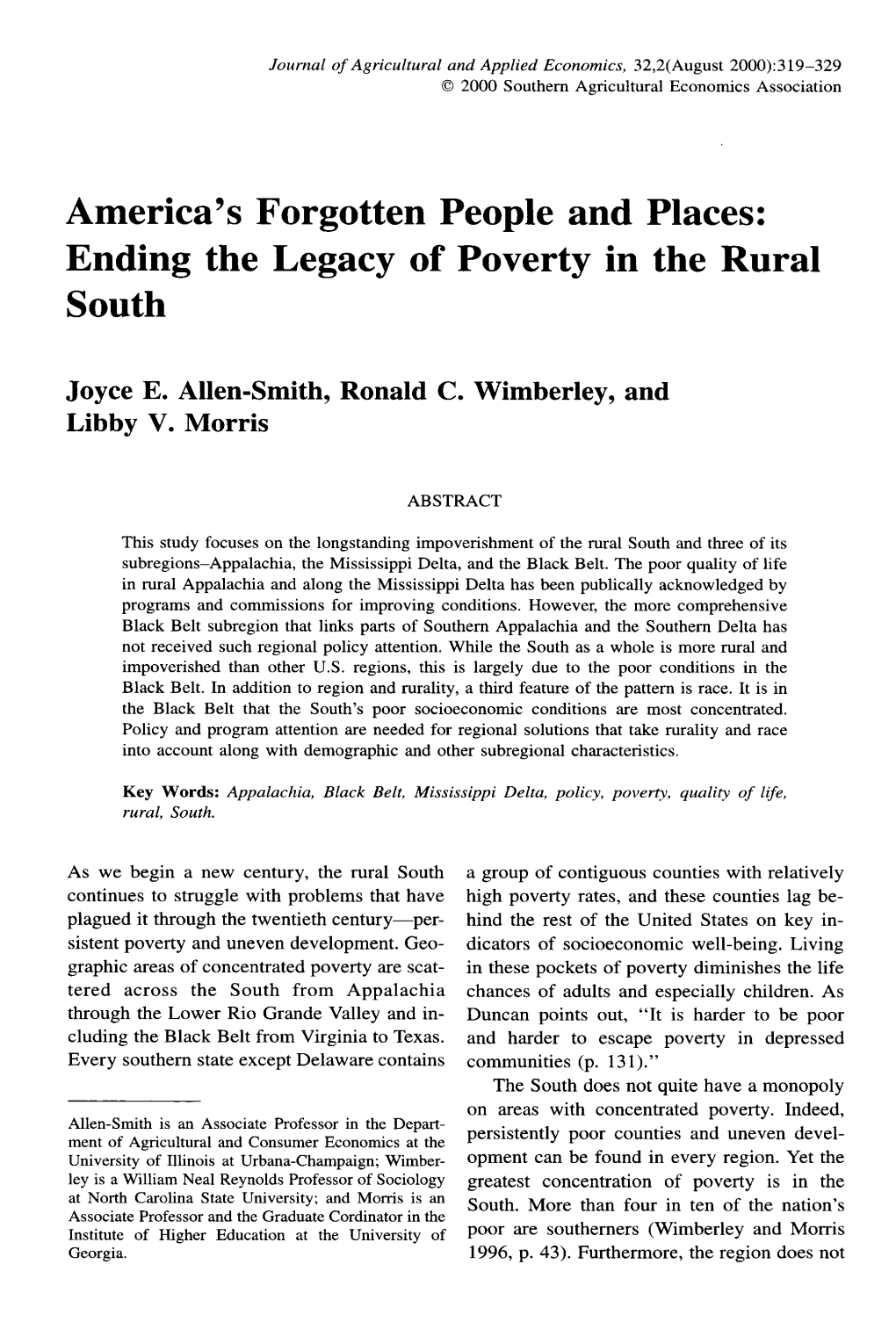 Ending the Legacy of Poverty in the Rural South