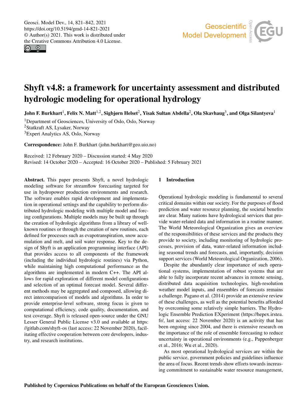 Shyft V4.8: a Framework for Uncertainty Assessment and Distributed Hydrologic Modeling for Operational Hydrology