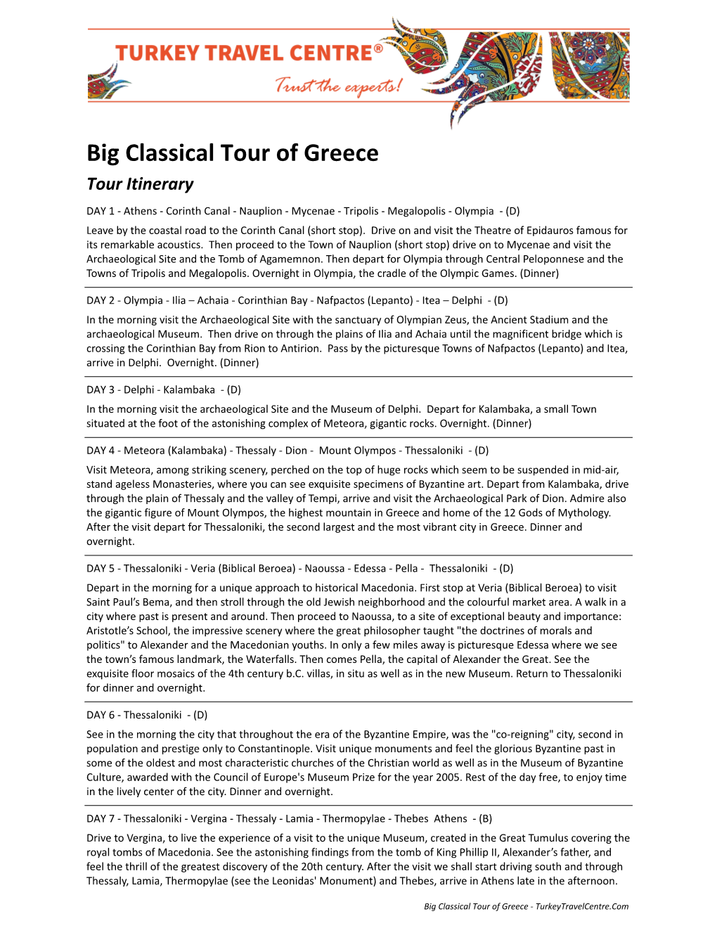 Big Classical Tour of Greece