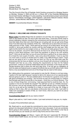 October 5, 2020 Strategy Session Minutes Book 150, Page 870