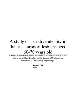 A Study of Narrative Identity in the Life Stories of Lesbians Aged 60-70