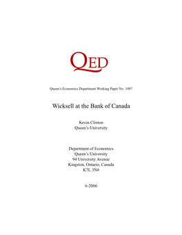 Wicksell at the Bank of Canada