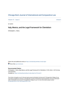 Italy, Mexico, and the Legal Framework for Clientelism