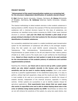 Advancement of the Yeast Transactivation System As a Screening Test for the Structure Independent Identification of Anabolic Steroid Misuse"