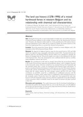 The Land Use History (1278–1990) of a Mixed Hardwood Forest in Western Belgium and Its Relationship with Chemical Soil Characteristics K