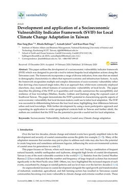 Development and Application of a Socioeconomic Vulnerability Indicator Framework (SVIF) for Local Climate Change Adaptation in Taiwan