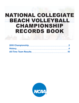 National Collegiate Beach Volleyball Championship Records Book