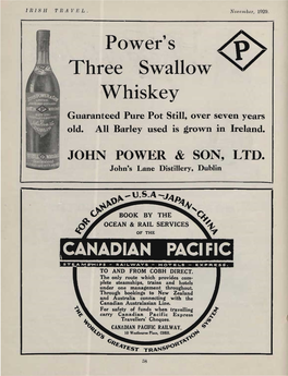 Power's Three Swallow Whiskey Guaranteed Pure Pot Still, Over Seven Years Old