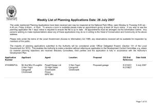 Weekly List of Planning Applications Date: 26 July 2007