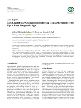 Rapid Acetabular Chondrolysis Following Hemiarthroplasty of the Hip: a Poor Prognostic Sign