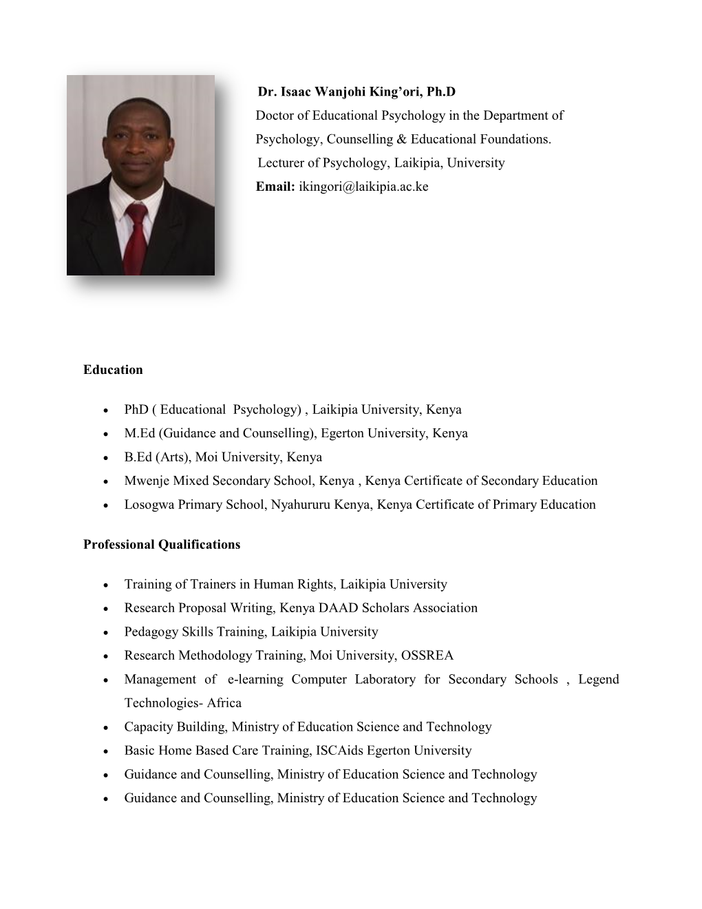 Dr. Isaac Wanjohi King'ori