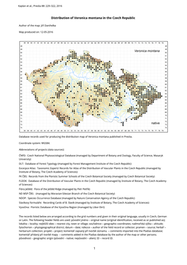 1 Distribution of Veronica Montana in the Czech Republic