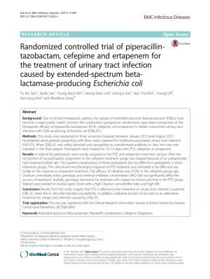 Randomized Controlled Trial of Piperacillin-Tazobactam, Cefepime