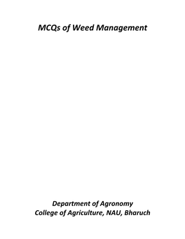 Mcqs of Weed Management